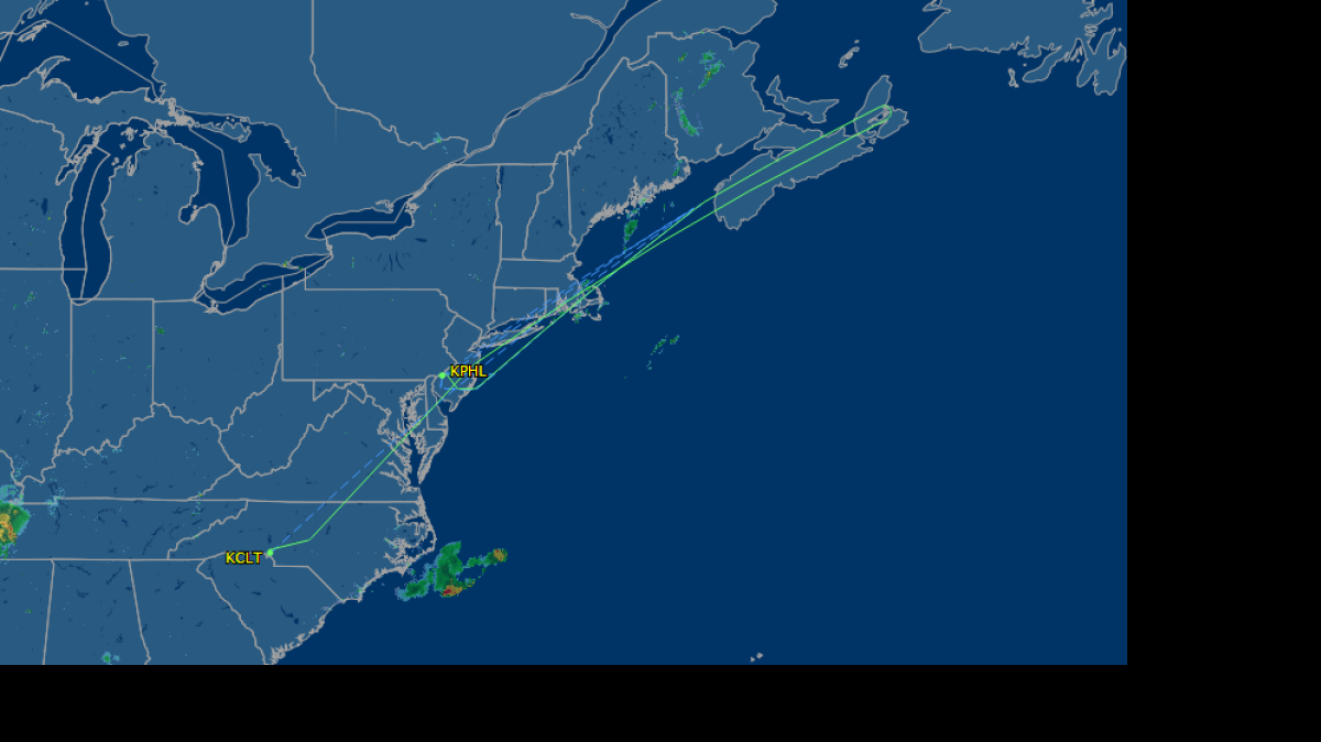 
American Airlines flight 732 from Charlotte to London had made it to Nova Scotia when a passenger reportedly became unruly. The flight diverted to Philadelphia.
