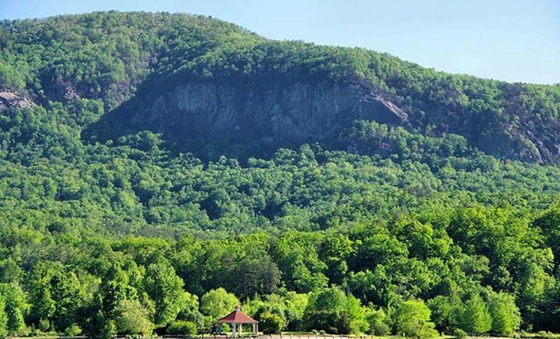 Rumbling Bald Mountain seen from Lake Lure on May 3.