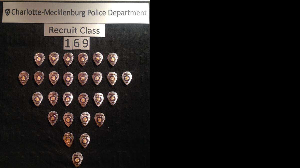 
Charlotte-Mecklenburg Police welcomed 28 new officers in its 169th recruit class during a morning ceremony at the Police Training Academy.

