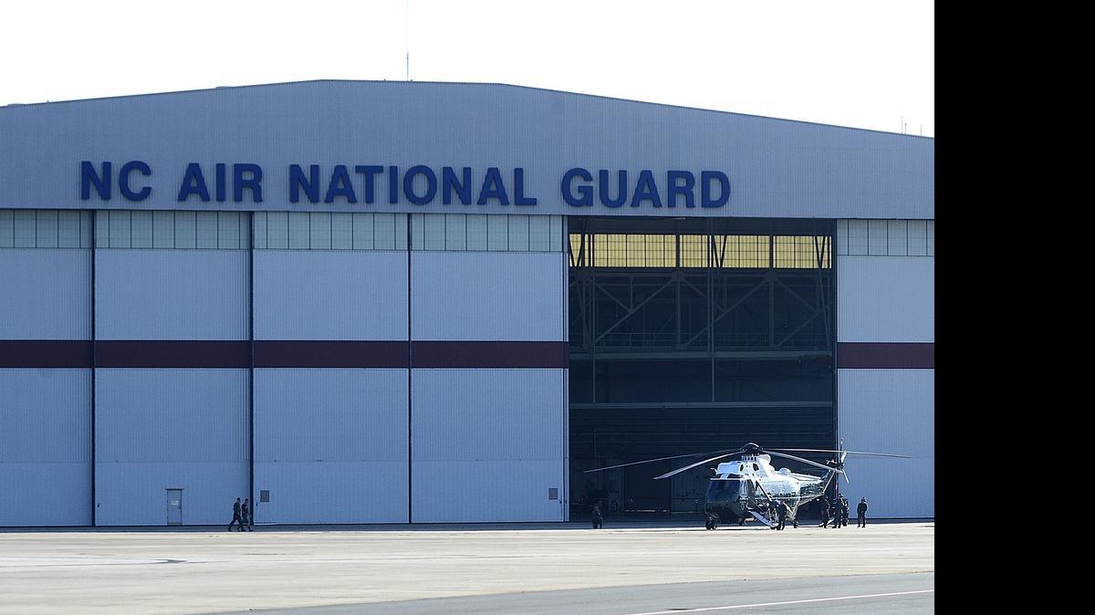 
Marine One is pulled out the the North Carolina Air National Guard hanger in 2014.

