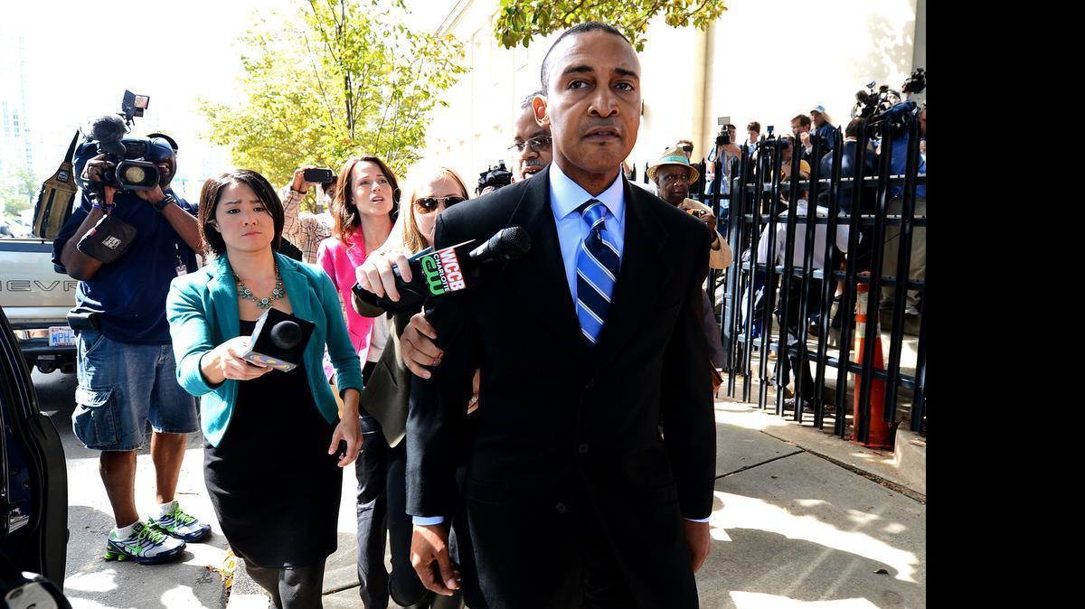 
Former Charlotte mayor Patrick Cannon leaves the Federal Courthouse in Charlotte, NC after being sentenced to 44 months on Tuesday, October 14, 2014. Cannon was sentenced in a wide-ranging bribery scheme.
