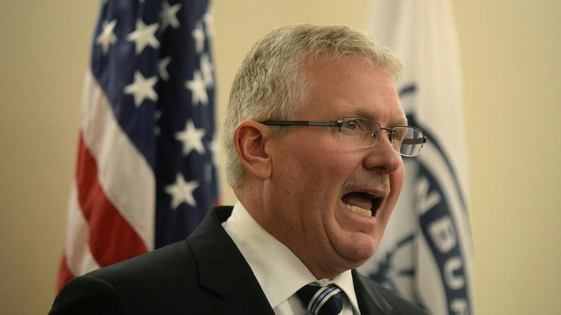 District Attorney Andrew Murray speaks at the District Attorney's office during a press conference Wednesday morning, where he announced that CMPD officer Brentley Vinson acted lawfully in the shooting death of Keith Lamont Scott.