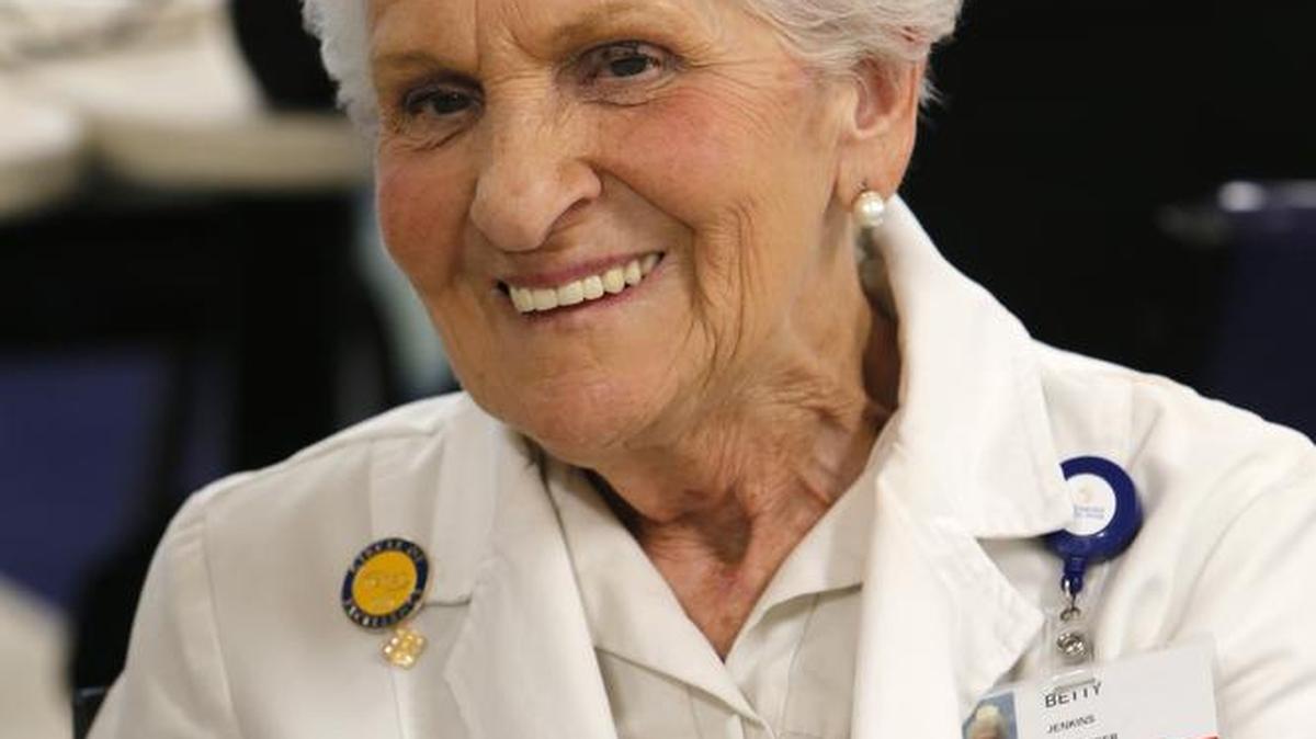 
Nurse Betty Jenkins, already retired from a full-time job at Piedmont Medical Center, in 2015 after retiring from her volunteer job. Nurse Betty during a retirement party at PMC Friday. 
