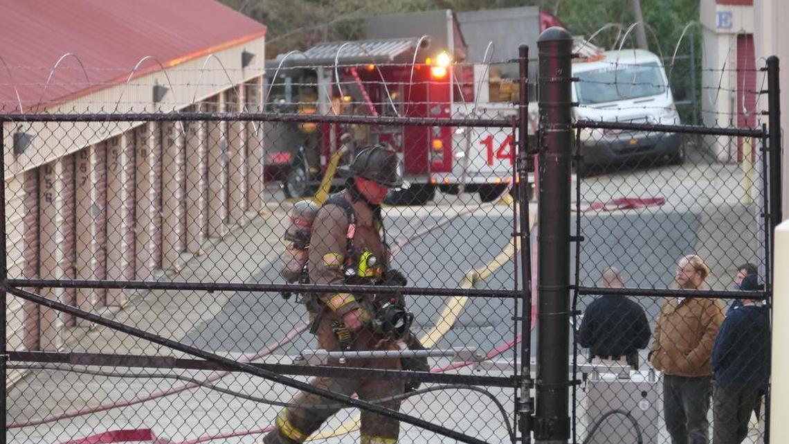 Fire damaged a storage building at American Store and Lock on North Wendover Road near Monroe Road Friday morning.