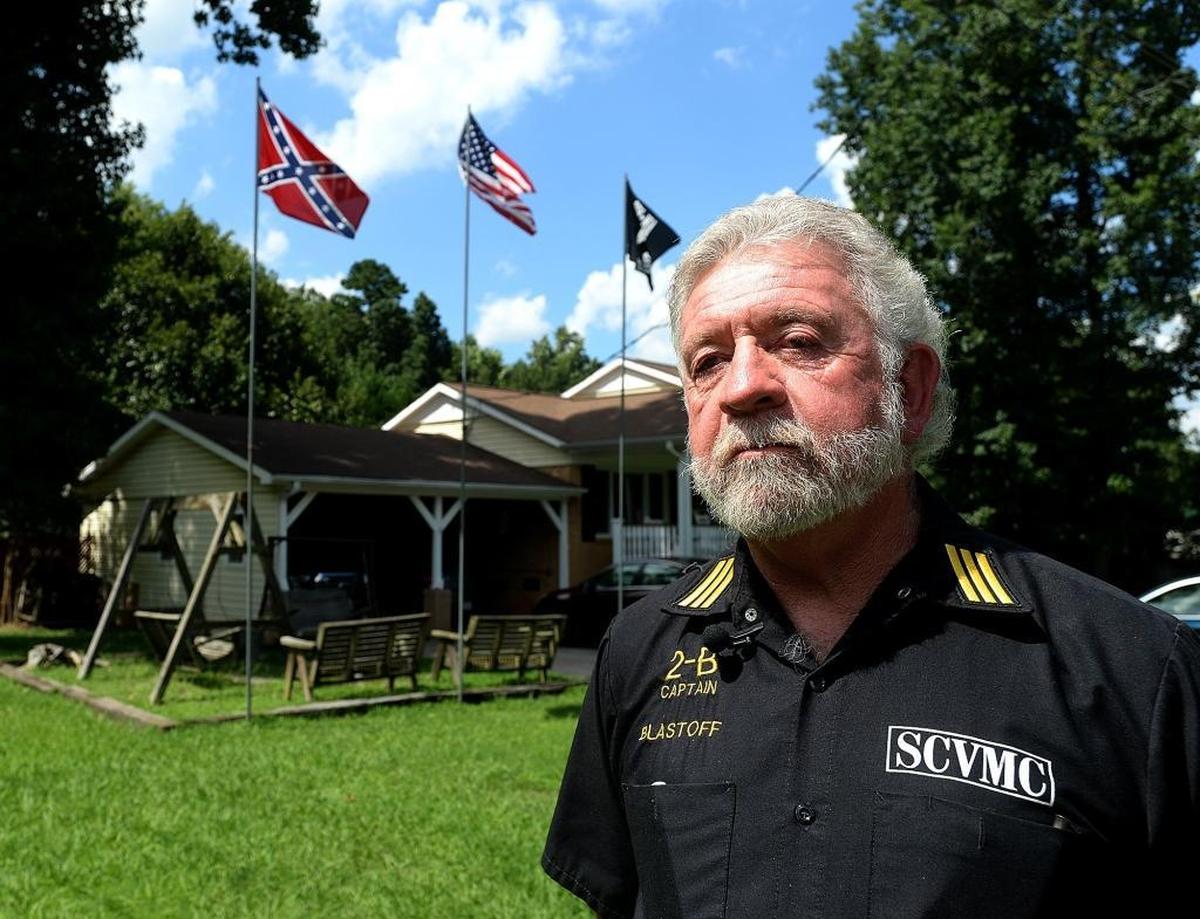 Bill Starnes of Mount Holly, in front of his home, is a camp commander in the Sons of Confederate Veterans and has become the face of the Confederacy in Gaston County. Starnes is adamant that the Civil War was not about slavery.