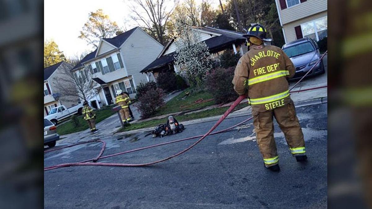 Charlotte firefighters were on the scene in north Charlotte after an early-morning blaze.