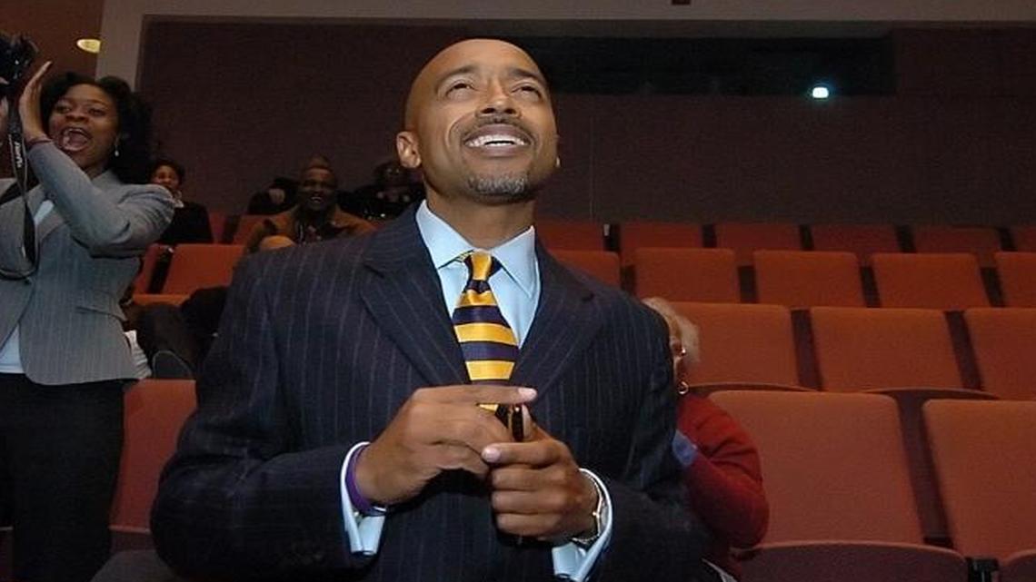 Nick Mackey celebrates a temporary election victory in 2007. In a Democratic Party special election to replace former Sheriff Jim Pendergraph, officials chose Mackey over longtime Chief Deputy Chipp Bailey. But the state party nullified the election after finding that many precincts had been improperly organized.