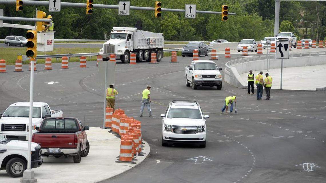 
Construction nears completion on the Mallard Creek Road interchange above the last leg of Interstate 485 on Wednesday. The completed roadway could touch off a development boom in north Charlotte.
