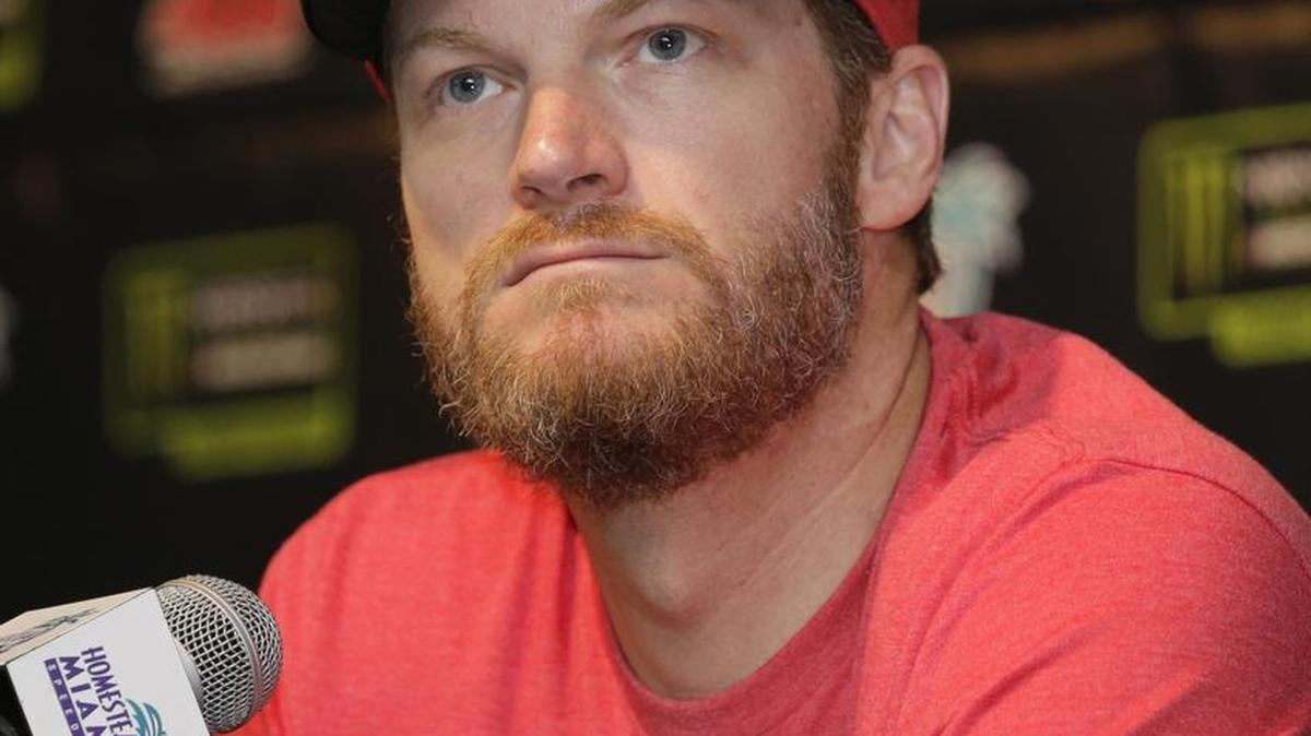 Dale Earnhardt Jr. speaks with the media during a news conference on Friday at Homestead Miami Speedway in Homestead, Fla.