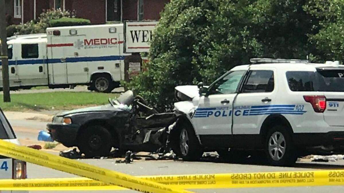 The off-duty officer had minor injuries from this wreck Saturday in the 500 block of West Sugar Creek Road. A 25-year-old woman was killed.