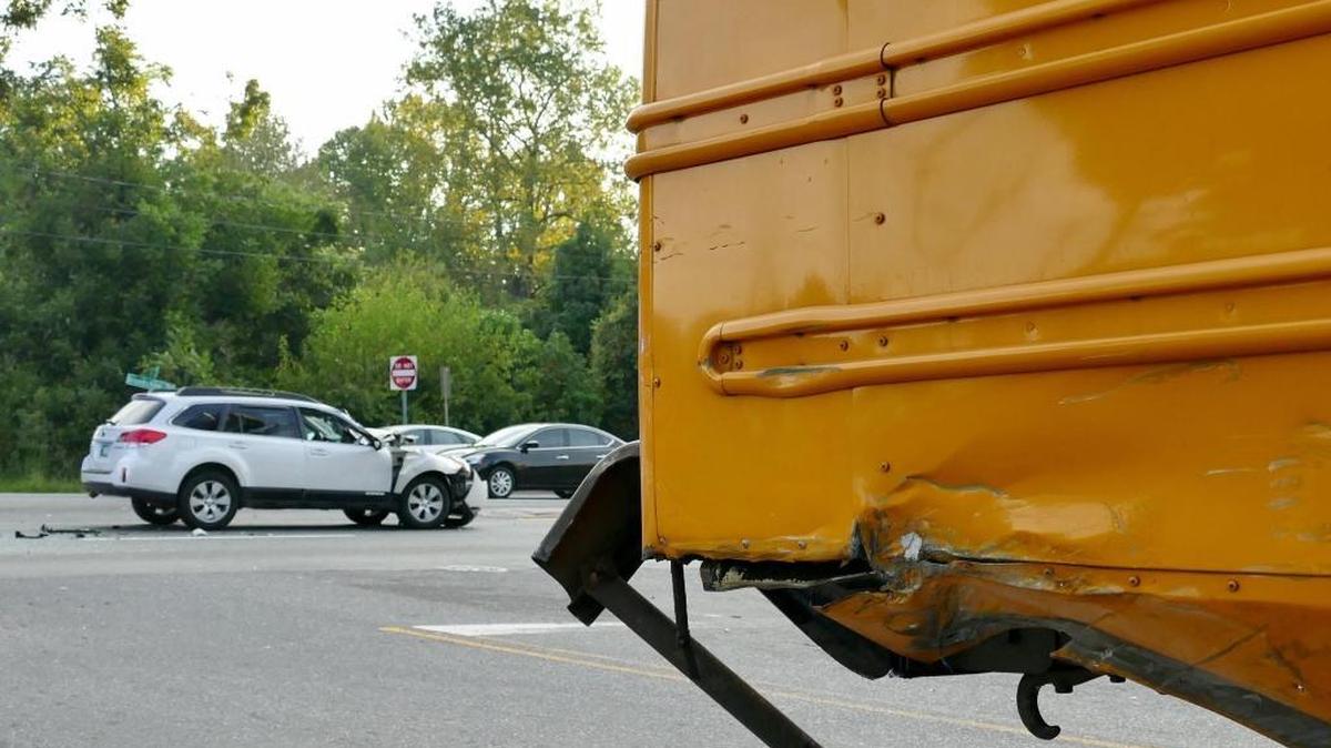 One person was injured when a car collided with a CMS bus Tuesday morning on Brookshire Boulevard in northwest Charlotte.
