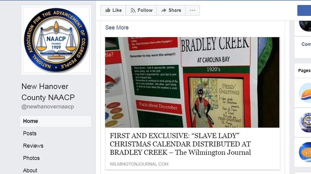 A Wilmington retirement home handed out a calendar to residents that had a cartoon depicting a black woman as a slave.