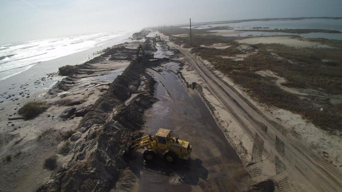 N.C. 12 on Tuesday morning on the Outer Banks. State officials hoped to reopen the road late Tuesday.