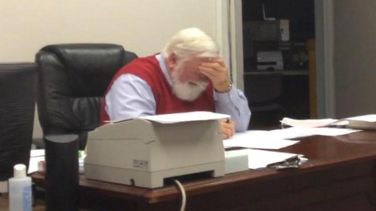 Judge Ray Long cries during a bond hearing on Christmas morning.