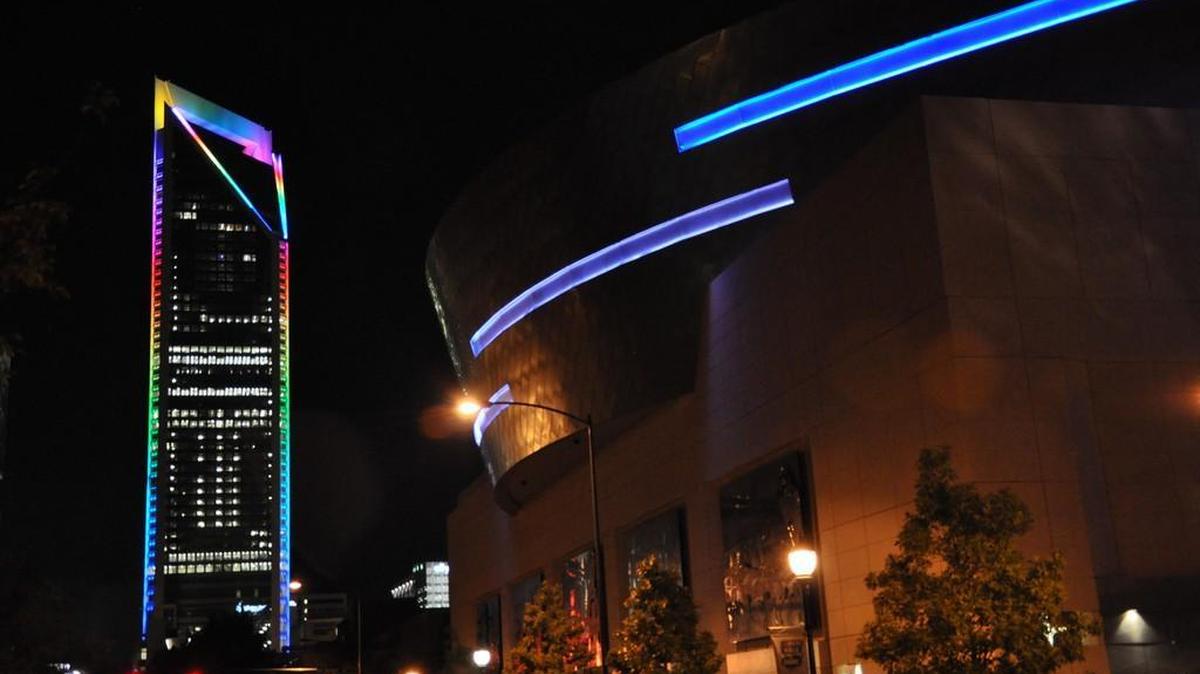 Wells Fargo will have lights on the uptown Charlotte Duke Energy Center lit in rainbow colors Monday night in honor of those killed in Orlando