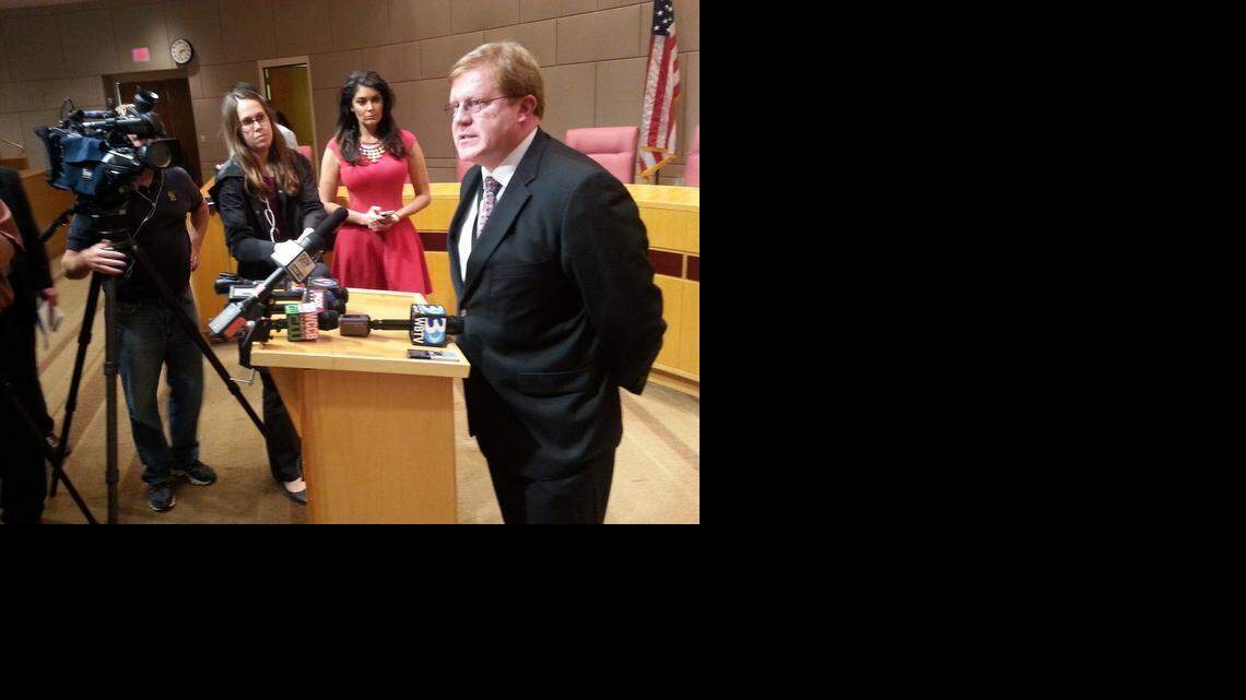 
Mecklenburg County Tax Assessor Ken Joyner speaks to the media Thursday about the recent property revaluation that resulted in a drop of $2 billion in property values.
