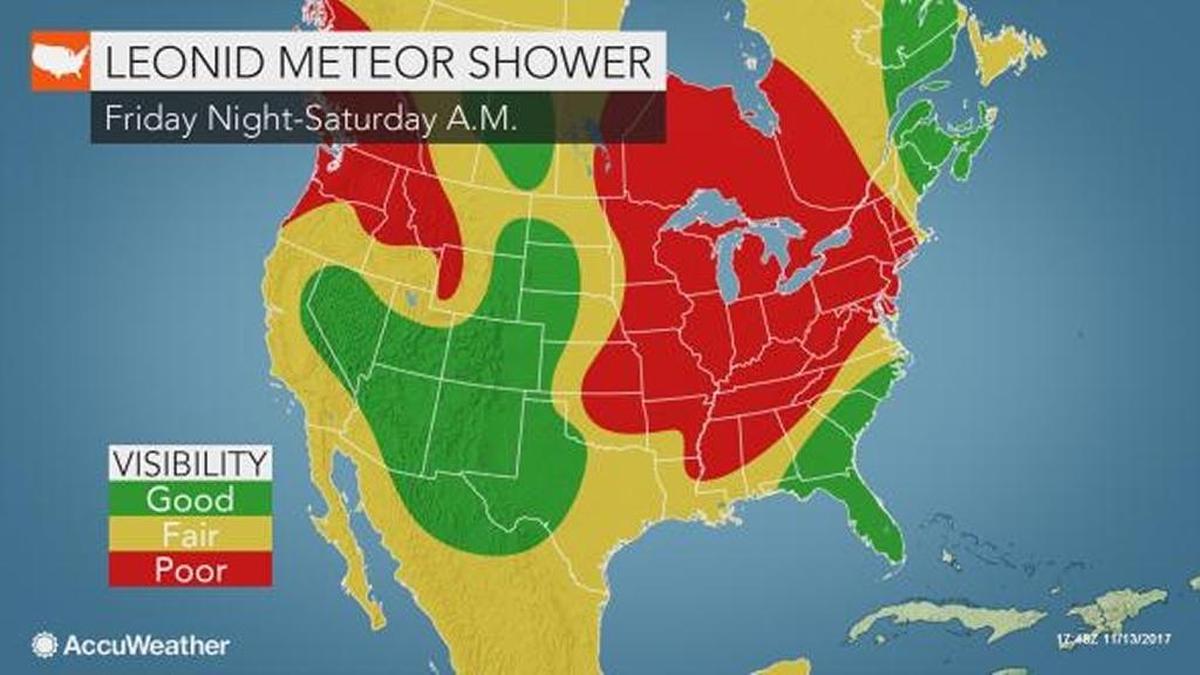 The annual Leonid meteor shower will peak between midnight Friday and dawn Saturday morning.