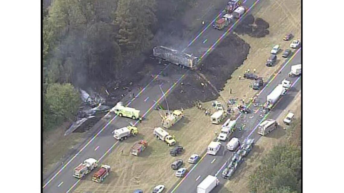 Two killed, I-77 closed in Chester County after multiple-vehicle crash, large fire
