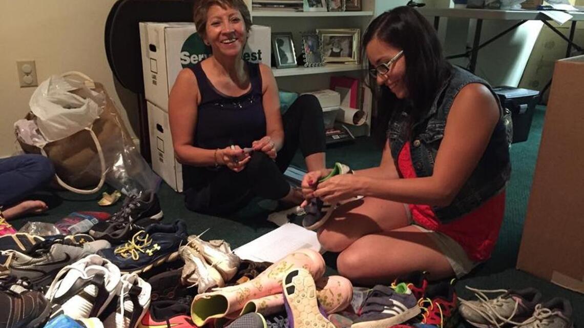 Women collect tennis shoes to help Syrian refugees