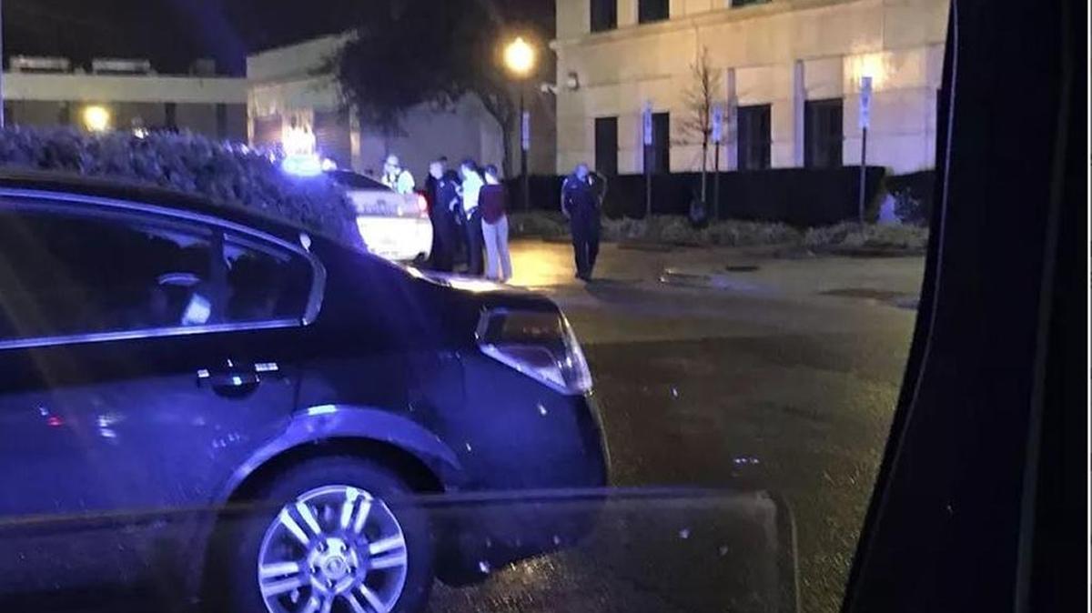 Shots were fired outside the Charlotte-Mecklenburg Police Department headquarters in uptown Charlotte on Thursday night.
