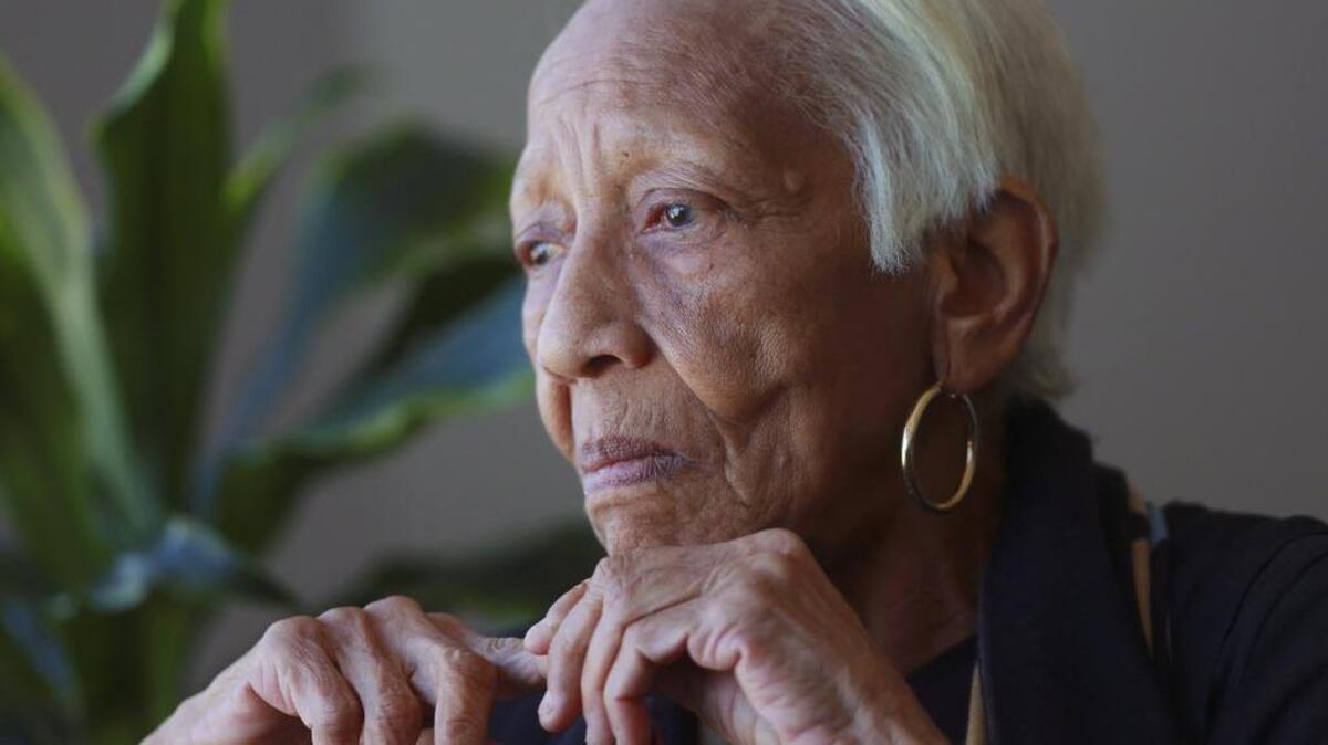 In this Jan. 11, 2016, photo, jewel thief Doris Payne speaks during an interview in Atlanta. Then 85 years old, she has managed to walk off with pricey jewels in countless thefts around the world for over six decades.
