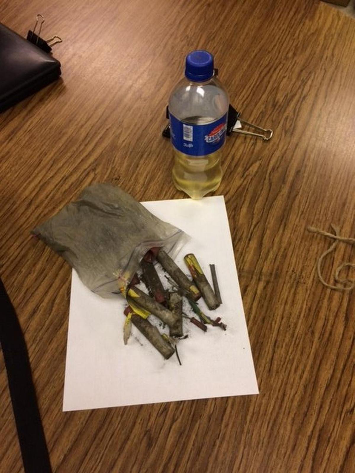 These fireworks were found in a student’s book bag at Forest Hills High in Union County on Tuesday.