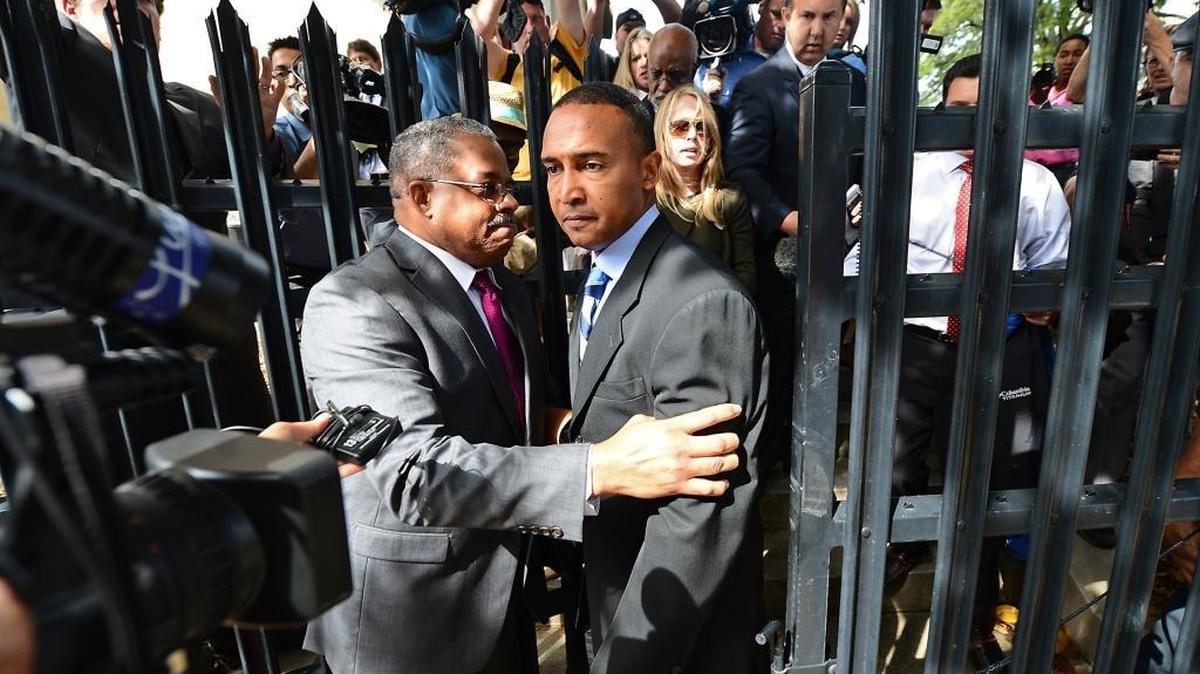 Former Charlotte mayor Patrick Cannon leaves the Federal Courthouse in Charlotte, NC after being sentenced to 44 months on Oct. 14, 2014. He is scheduled to leave a federal halfway house on Wednesday.