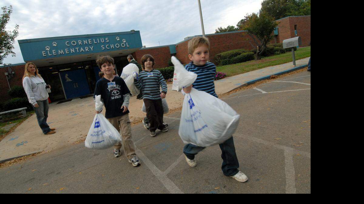 
In this 2009 picture, Cornelius Elementary School students learn how to make a difference in their community by collecting items for Goodwill.

