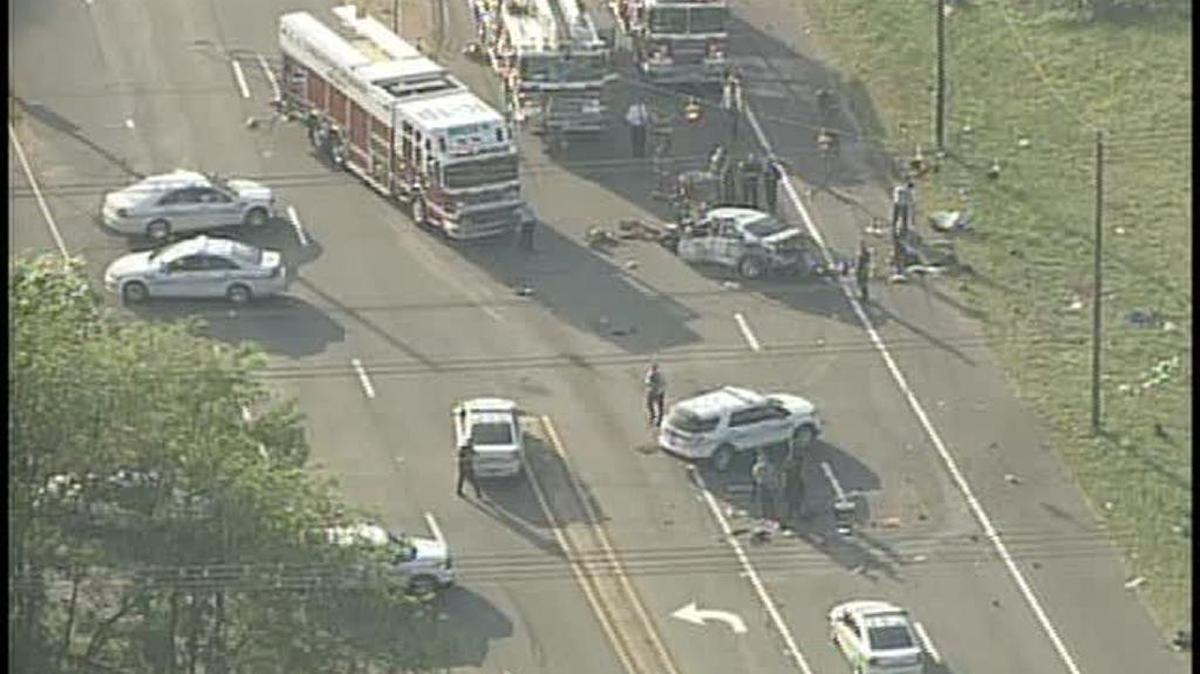 Charlotte-Mecklenburg police on Thursday charged a 15-year-old male they said drove a stolen vehicle that struck two other vehicles during a police pursuit on Brookshire Boulevard Wednesday.