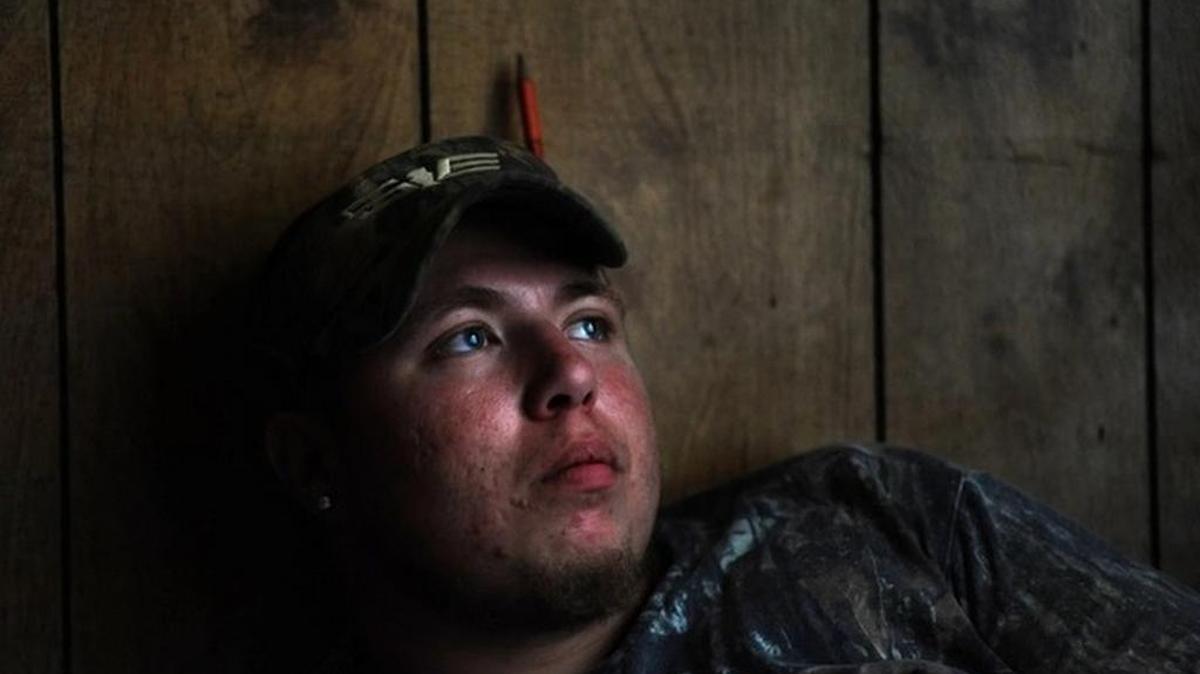 
Joey Meek in the trailer that his mom, Kim Konzny, and his two brothers sometimes shared with Dylann Roof.
