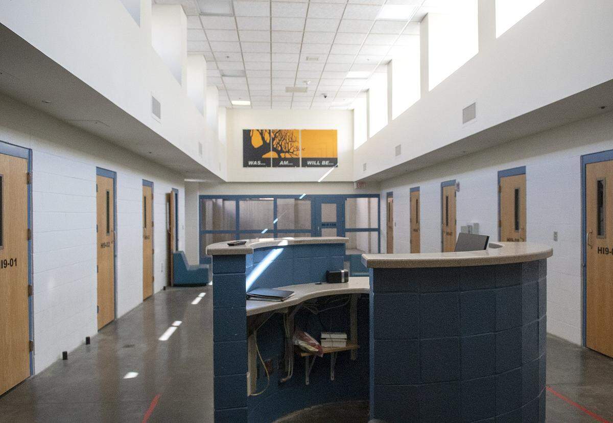 This section of Jail North, shown on Wednesday, was used as Mecklenburg County's Juvenile Detention Center, which closed in November of 2022 because of lack of funding and staffing.
