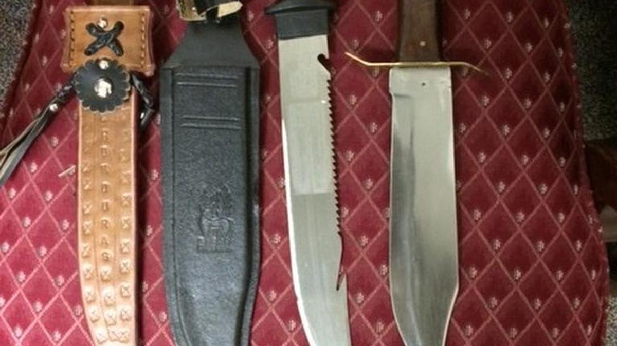 These knives were found in a student’s book bag at Forest Hills High in Union County on Tuesday.