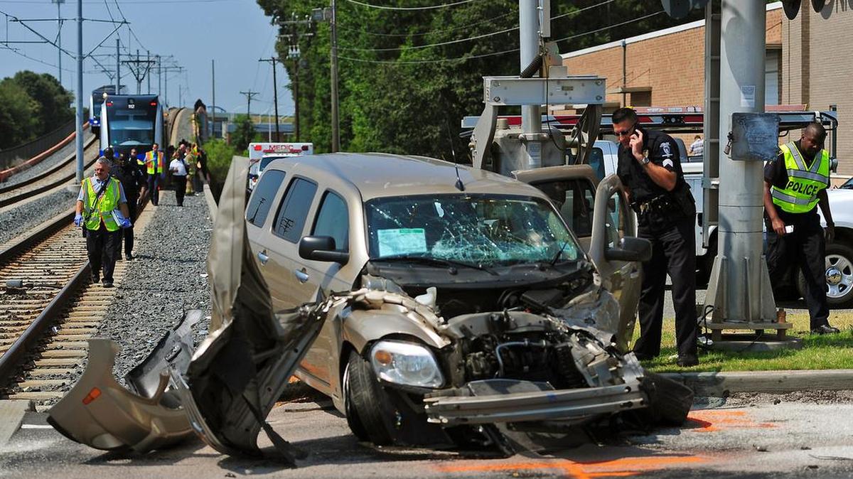 Charlotte-Mecklenburg police investigate a 2012 wreck involving a Charlotte Area Transit System light rail train and a four-door Chevrolet on Hebron Street near South Boulevard. Four people were hurt, with none of the injuries considered life-threatening.
