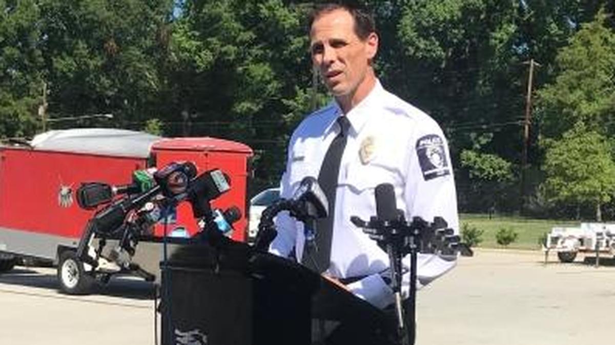 Deputy Chief Jeff Estes discussed Charlotte’s rising homicide rate at the Charlotte-Mecklenburg Police Department’s Westover Division on Wednesday.