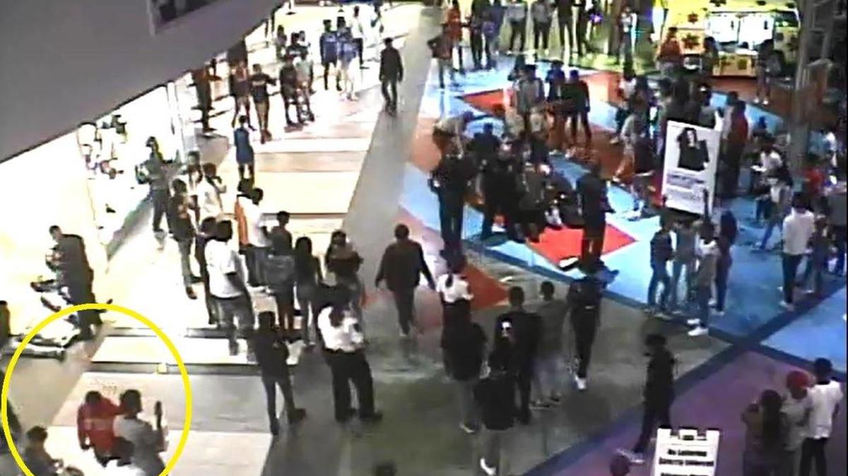 This was the scene at Concord Mills mall on Saturday where fights broke out in a large group of teens and young adults. Police drew the circle in the photo around suspects they were trying to identify.