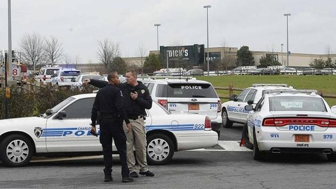 CMPD on the scene at Northlake Mall where a fatal police shooting took place causing the mall to be evacuated on Dec. 24, 2015