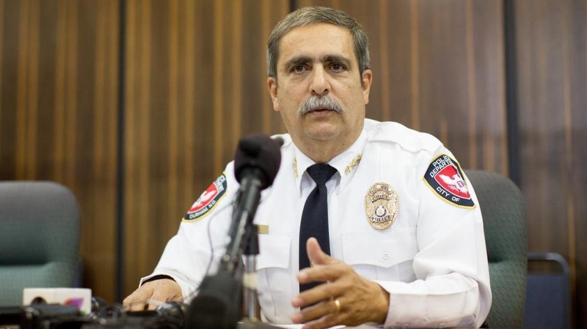 Durham Police Chief Jose Lopez speaks to reporters after a Raleigh man attempted to murder his three children in a Durham pond Monday, Sept. 21, 2015 in Durham, N.C. Alan Tysheen Eugene Lassiter was jailed on $2,250,000 bond after police say he tried to throw his three children in a pond on Shearwater Drive in Durham.