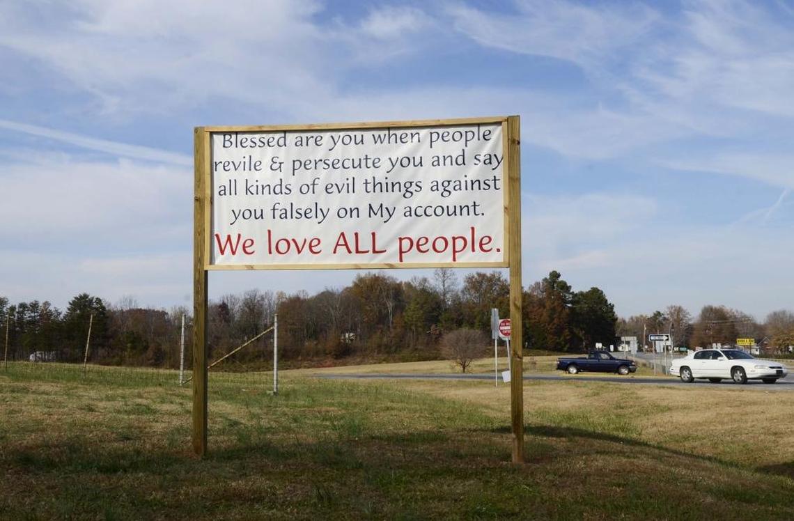 Word of Faith Fellowship, long a controversial presence in the landscape of Rutherford County, posted this sign near its Spindale compound in November 2012. The church received a loan through the federal government’s Paycheck Protection Program.