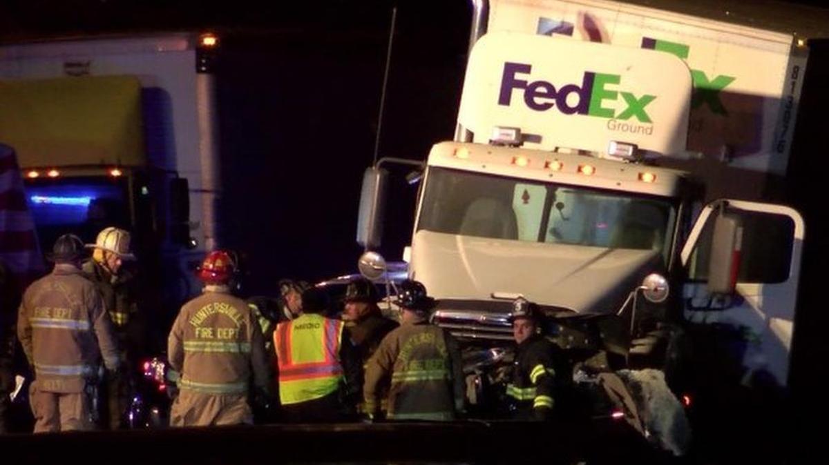 One person died in a head-on collision between a car and a tractor-trailer early Saturday on Interstate 77 southbound at Cornelius exit 28, said Bill Suthard, spokesman for the Huntersville Fire Department.