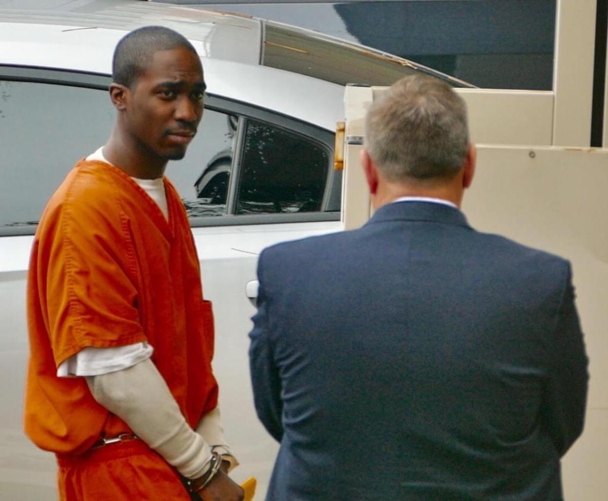 Jamell Cureton, the mastermind of the Doug and Debbie London murders walks into the Federal Court in Charlotte for sentencing Tuesday morning.