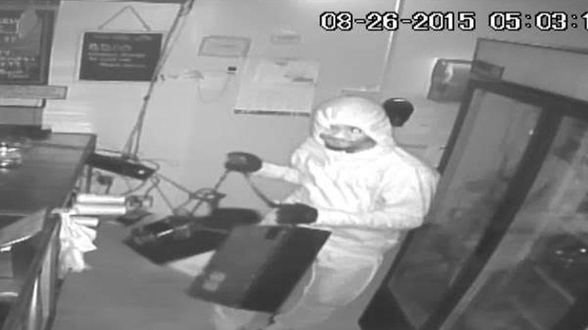 
Police said this man is a suspect in a break-in at Why Not Pizza on W.T. Harris Boulevard
