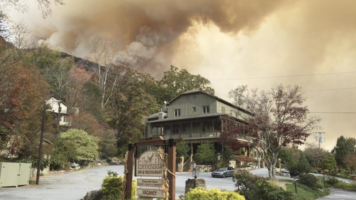 In this photo made available by Don Cason, shows his business, The Esmeralda Inn and Restaurant, which was evacuated due to the proximity of wildfires. The historic resort town reopened on Monday.