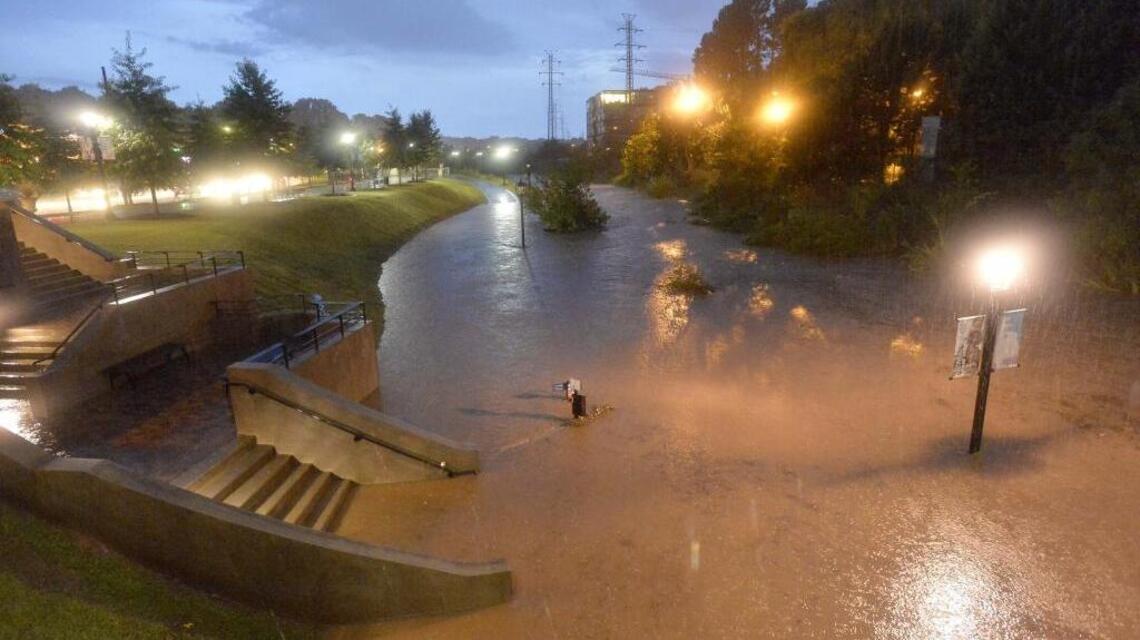 Traffic may be slow at McDowell and Morehead but at least it’s not under water
