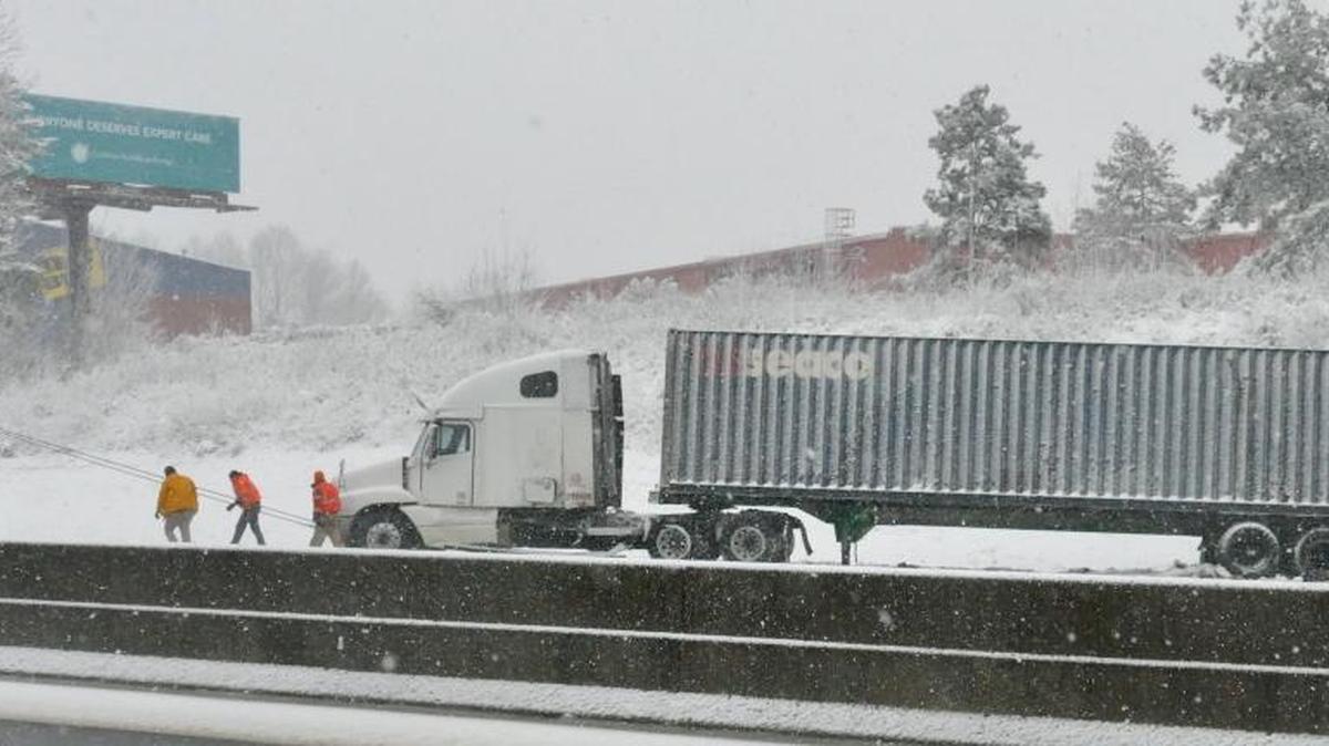 Interstates were slick much of the morning Wednesday, causing a tractor trailer accident on northbound I-85 near Belmont in Gaston County.