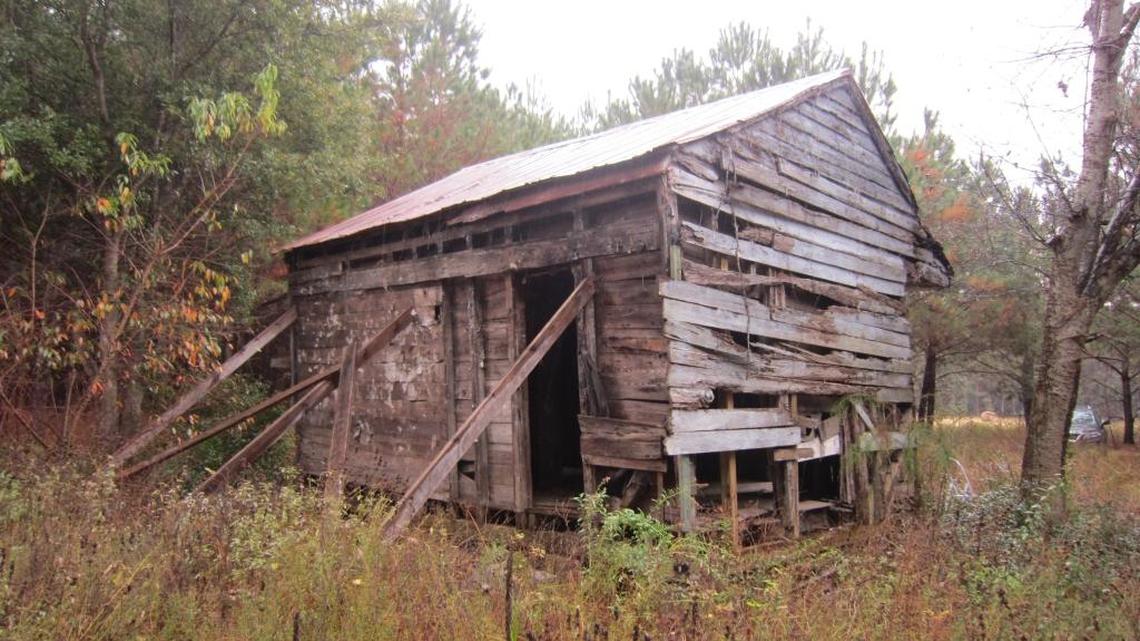 A slave cabin on Edisto Island before it was dismantled and sent to Washington for display.