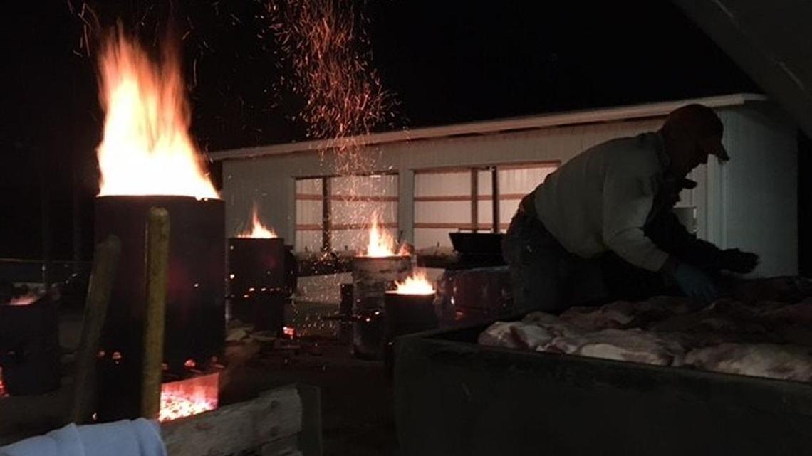 Cooking going on now at site of the Mallard Creek annual barbecue affair.