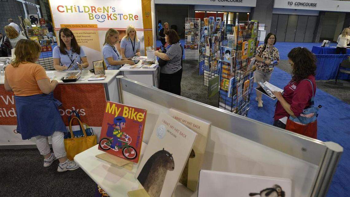
The Children's Bookstore display at the National PTA Conference at the Charlotte Convention Center, Friday, June 26, 2015. The Children's Bookstore is donating a book for every student at Lebanon Road Elementary School on Saturday.
