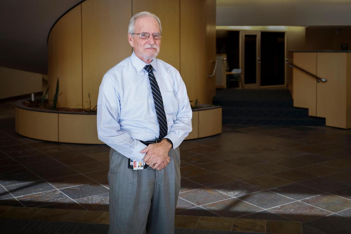 Charlotte-Mecklenburg Schools Interim Superintendent Hugh Hattabaugh near his office In Charlotte, N.C., Friday, July 8, 2022. Hattabaugh was named interim superintendent in April.