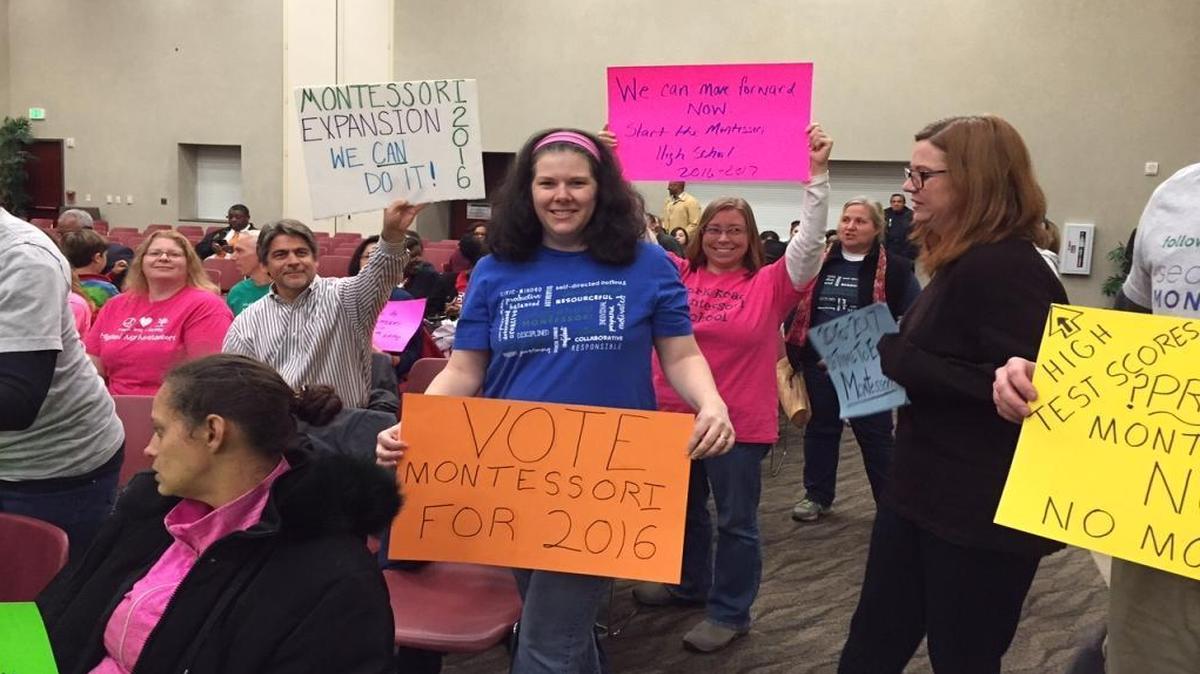 Parents lobbying for a CMS Montessori high school attended the school board’s Oct. 27 meeting to press their case.