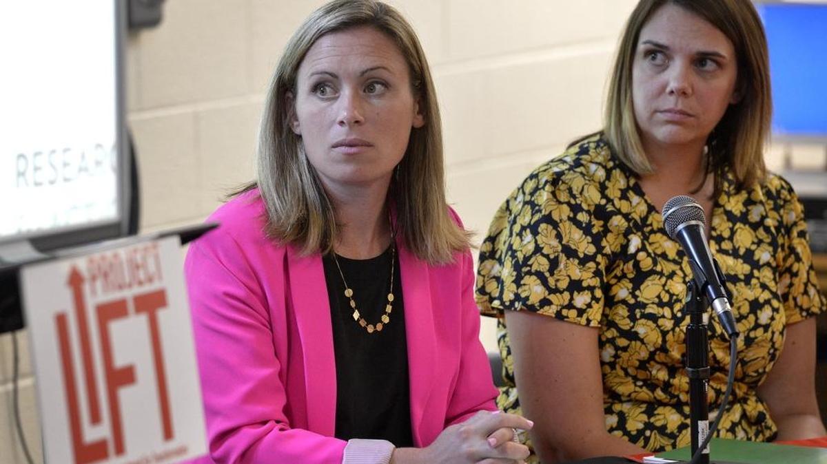 Ashley Park Principal Meaghan Loftus and Allenbrook Elementary Principal Katharine Bonasera talk Wednesday about their schools’ experience with Project LIFT.
